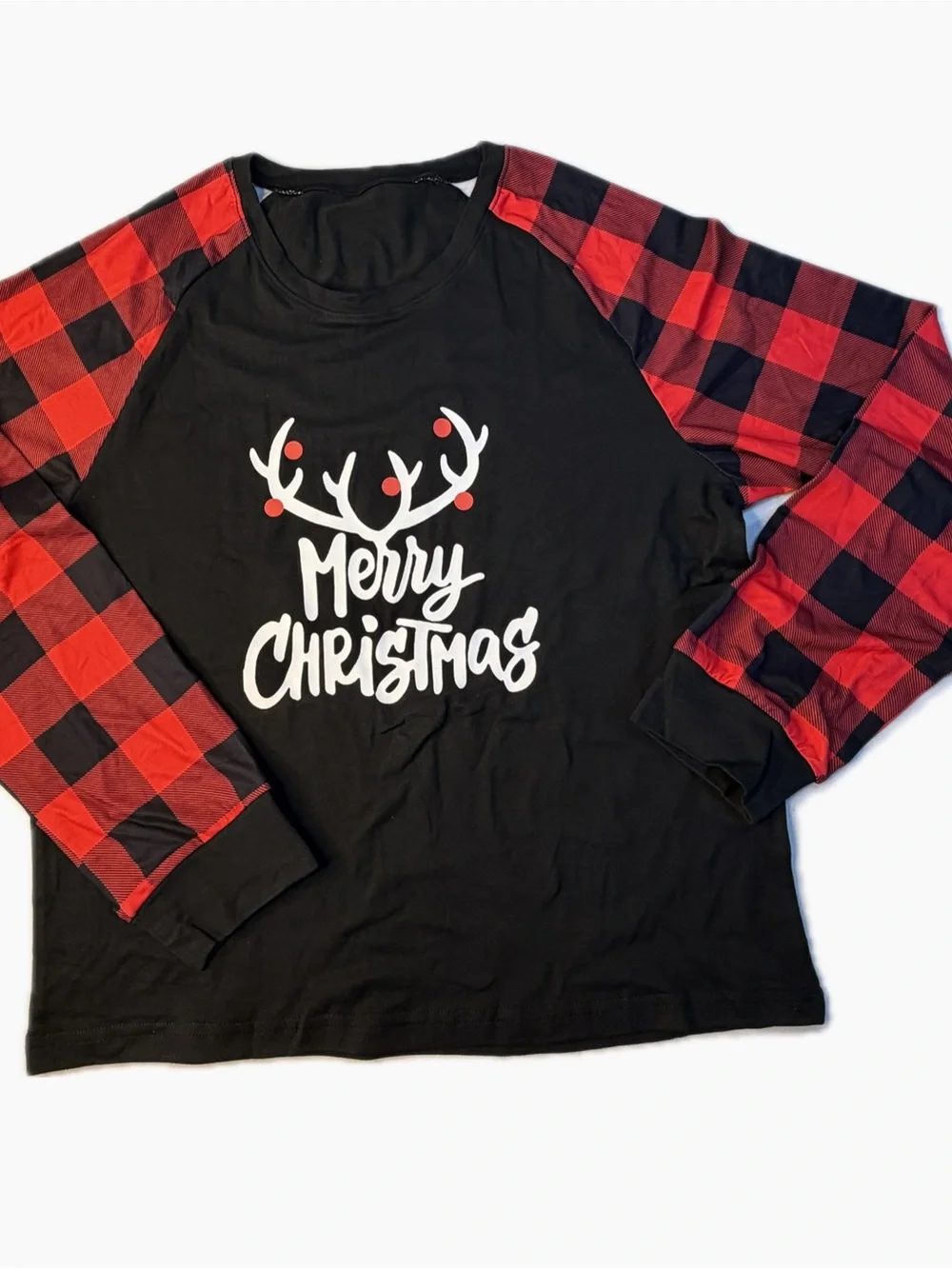 Merry Christmas Black & Red Plaid Kids Pajama Set, Medium, NWT